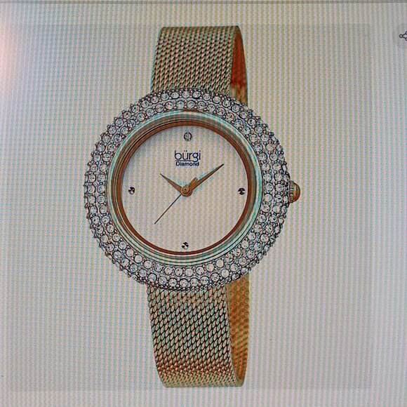 BURGI -  Ladies Argyle Dial Swarovski Crystal Glamor Mesh Bracelet Watch - Picture 10 of 12